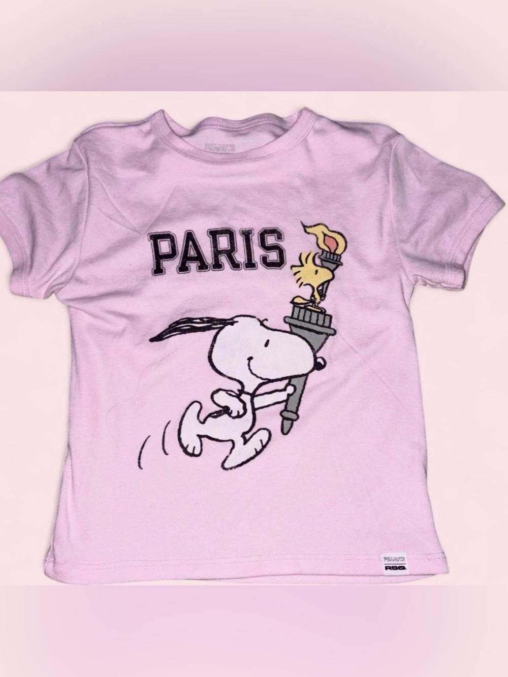 Pink Snoopy Paris Olympics baby tee